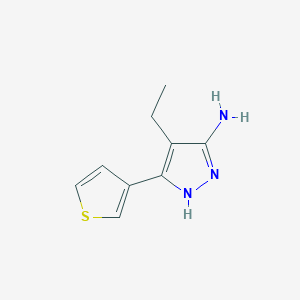 molecular formula C9H11N3S B15271627 4-ethyl-3-(thiophen-3-yl)-1H-pyrazol-5-amine 