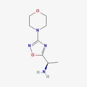 molecular formula C8H14N4O2 B15271644 (1R)-1-[3-(Morpholin-4-yl)-1,2,4-oxadiazol-5-yl]ethan-1-amine 