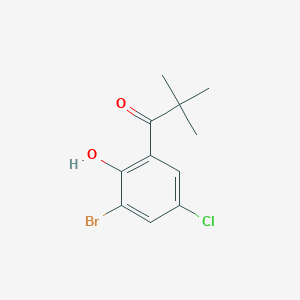 molecular formula C11H12BrClO2 B15271646 1-(3-Bromo-5-chloro-2-hydroxyphenyl)-2,2-dimethylpropan-1-one 