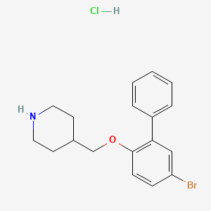 molecular formula C18H21BrClNO B1527183 5-Bromo[1,1'-biphenyl]-2-yl 4-piperidinylmethyl ether hydrochloride CAS No. 1220019-34-0