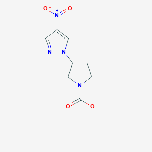 molecular formula C12H18N4O4 B1527193 tert-butyl 3-(4-nitro-1H-pyrazol-1-yl)pyrrolidine-1-carboxylate CAS No. 1056024-38-4