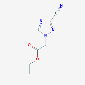 molecular formula C7H8N4O2 B1527201 ethyl 2-(3-cyano-1H-1,2,4-triazol-1-yl)acetate CAS No. 1249221-11-1