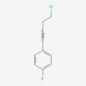 molecular formula C10H8ClF B1527206 1-(4-Chlorobut-1-yn-1-yl)-4-fluorobenzene CAS No. 1183278-95-6