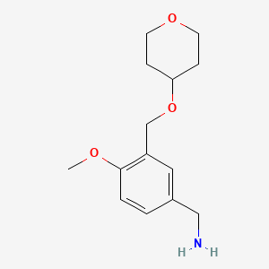 {4-Methoxy-3-[(oxan-4-yloxy)methyl]phenyl}methanamine
