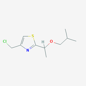 molecular formula C10H16ClNOS B1527283 4-(Chloromethyl)-2-[1-(2-methylpropoxy)ethyl]-1,3-thiazole CAS No. 1247506-33-7
