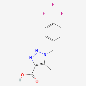 molecular formula C12H10F3N3O2 B1527307 5-methyl-1-{[4-(trifluoromethyl)phenyl]methyl}-1H-1,2,3-triazole-4-carboxylic acid CAS No. 1111881-70-9