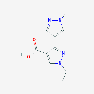 molecular formula C10H12N4O2 B1527348 1-ethyl-3-(1-methyl-1H-pyrazol-4-yl)-1H-pyrazole-4-carboxylic acid CAS No. 1248070-57-6