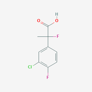 molecular formula C9H7ClF2O2 B15273556 2-(3-Chloro-4-fluorophenyl)-2-fluoropropanoic acid 