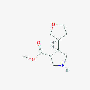 molecular formula C10H17NO3 B15273590 Methyl 4-(oxolan-3-yl)pyrrolidine-3-carboxylate 