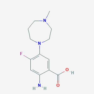molecular formula C13H18FN3O2 B1527360 2-Amino-4-fluoro-5-(4-methyl-1,4-diazepan-1-yl)benzoic acid CAS No. 1430839-87-4