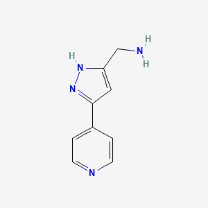 molecular formula C9H10N4 B1527363 3-(Aminomethyl)-5-(4-pyridyl)pyrazole CAS No. 1004303-48-3