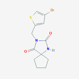 molecular formula C12H13BrN2O2S B1527366 3-[(4-溴噻吩-2-基)甲基]-1,3-二氮杂螺[4.4]壬烷-2,4-二酮 CAS No. 1292607-12-5