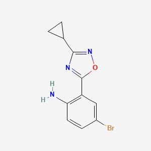molecular formula C11H10BrN3O B1527377 4-Bromo-2-(3-cyclopropyl-1,2,4-oxadiazol-5-yl)aniline CAS No. 1249431-17-1