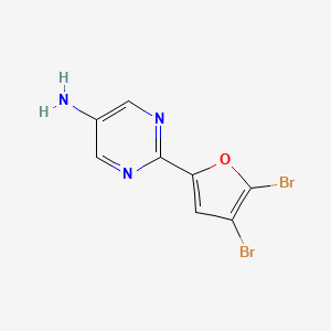 molecular formula C8H5Br2N3O B1527382 2-(4,5-二溴呋喃-2-基)嘧啶-5-胺 CAS No. 1249123-47-4
