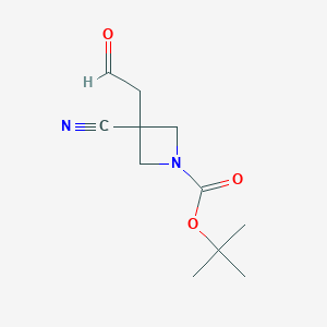 molecular formula C11H16N2O3 B15273970 1-Boc-3-cyano-3-(2-oxoethyl)azetidine 