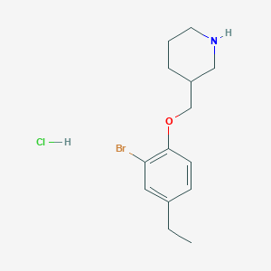 molecular formula C14H21BrClNO B1527398 3-[(2-Bromo-4-ethylphenoxy)methyl]piperidine hydrochloride CAS No. 1220030-46-5