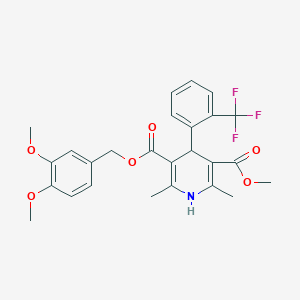 molecular formula C26H26F3NO6 B015274 5-O-[(3,4-dimethoxyphenyl)methyl] 3-O-methyl 2,6-dimethyl-4-[2-(trifluoromethyl)phenyl]-1,4-dihydropyridine-3,5-dicarboxylate CAS No. 887407-05-8