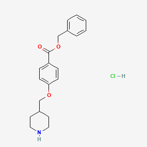 molecular formula C20H24ClNO3 B1527427 Benzyl 4-(4-piperidinylmethoxy)benzoate hydrochloride CAS No. 1220034-71-8