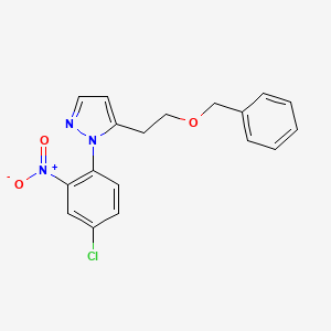 molecular formula C18H16ClN3O3 B1527435 5-(2-(Benzyloxy)ethyl)-1-(4-chloro-2-nitrophenyl)-1H-pyrazole CAS No. 1357561-15-9