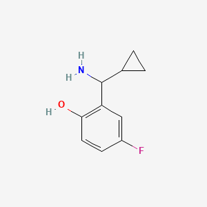 molecular formula C10H12FNO B15274605 2-[Amino(cyclopropyl)methyl]-4-fluorophenol 