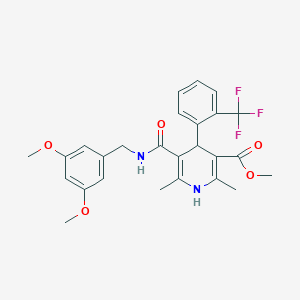 molecular formula C26H27F3N2O5 B015275 Methyl 1,4-Dihydro-2,6-dimethyl-4-(2'-trifluoromethyl)phenyl-pyridine-3-carboxylate-5-(3,4-dimethoxyphenyl)methyl Carboxamide CAS No. 887406-99-7