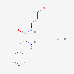 molecular formula C12H19ClN2O2 B1527527 2-Amino-N-(3-hydroxypropyl)-3-phenylpropanamide hydrochloride CAS No. 1236260-96-0