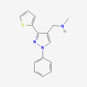 molecular formula C15H15N3S B15275292 N-methyl-N-[(1-phenyl-3-thien-2-yl-1H-pyrazol-4-yl)methyl]amine 