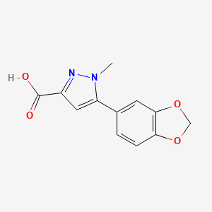 molecular formula C12H10N2O4 B1527576 5-(2H-1,3-benzodioxol-5-yl)-1-methyl-1H-pyrazole-3-carboxylic acid CAS No. 1216231-15-0