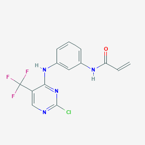 molecular formula C14H10ClF3N4O B1527601 N-(3-((2-Chloro-5-(trifluoromethyl)pyrimidin-4-yl)amino)phenyl)acrylamide CAS No. 1374507-25-1