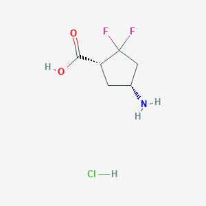 molecular formula C6H10ClF2NO2 B15276424 (1R,4R)-4-Amino-2,2-difluorocyclopentane-1-carboxylic acid hydrochloride 