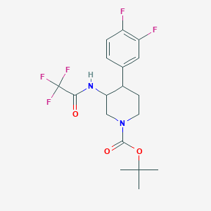 molecular formula C18H21F5N2O3 B15276583 tert-Butyl 4-(3,4-difluorophenyl)-3-(trifluoroacetamido)piperidine-1-carboxylate 