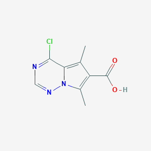molecular formula C9H8ClN3O2 B15276745 4-Chloro-5,7-dimethylpyrrolo[2,1-f][1,2,4]triazine-6-carboxylic acid 