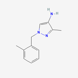 molecular formula C12H15N3 B15276804 3-Methyl-1-[(2-methylphenyl)methyl]-1H-pyrazol-4-amine 