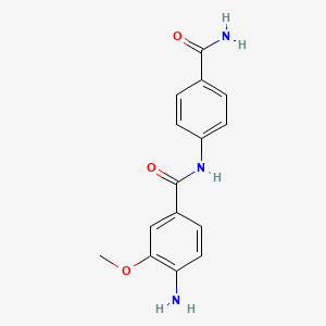 molecular formula C15H15N3O3 B15276956 Benzamide, 4-amino-N-[4-(aminocarbonyl)phenyl]-3-methoxy- CAS No. 67846-61-1
