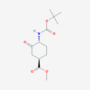 molecular formula C13H21NO5 B15277000 Methyl trans-4-((tert-butoxycarbonyl)amino)-3-oxocyclohexane-1-carboxylate 