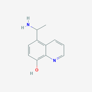 molecular formula C11H12N2O B15277016 5-(1-Aminoethyl)quinolin-8-OL 