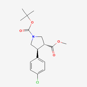 molecular formula C17H22ClNO4 B15277036 Rel-1-(tert-butyl) 3-methyl (3R,4S)-4-(4-chlorophenyl)pyrrolidine-1,3-dicarboxylate 