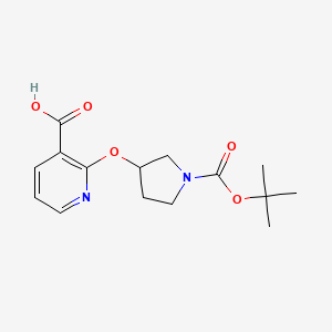 molecular formula C15H20N2O5 B1527745 2-((1-(tert-Butoxycarbonyl)pyrrolidin-3-yl)oxy)nicotinic acid CAS No. 1086392-88-2
