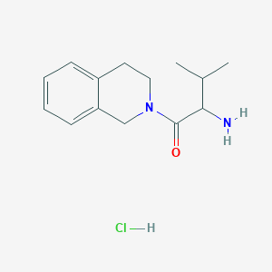 molecular formula C14H21ClN2O B1527779 2-Amino-1-[3,4-dihydro-2(1H)-isoquinolinyl]-3-methyl-1-butanone hydrochloride CAS No. 1236255-40-5