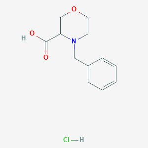 molecular formula C12H16ClNO3 B1527782 4-Benzyl-morpholine-3-carboxylic acid hydrochloride CAS No. 1263377-92-9
