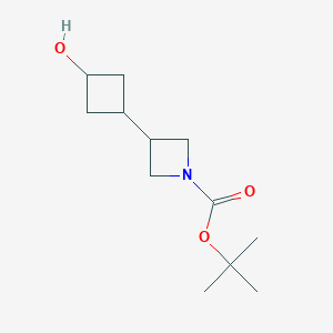 molecular formula C12H21NO3 B15278076 tert-Butyl 3-(3-hydroxycyclobutyl)azetidine-1-carboxylate 