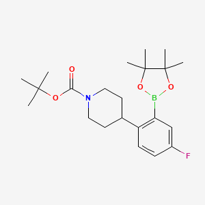 molecular formula C22H33BFNO4 B15278090 tert-Butyl 4-(4-fluoro-2-(4,4,5,5-tetramethyl-1,3,2-dioxaborolan-2-yl)phenyl)piperidine-1-carboxylate 