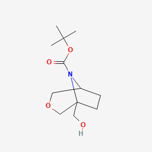 molecular formula C12H21NO4 B15278304 tert-Butyl 1-(hydroxymethyl)-3-oxa-8-azabicyclo[3.2.1]octane-8-carboxylate 