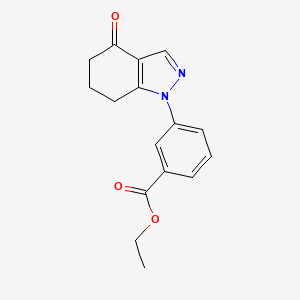 molecular formula C16H16N2O3 B15278433 Ethyl 3-(4-oxo-4,5,6,7-tetrahydro-1H-indazol-1-yl)benzoate 