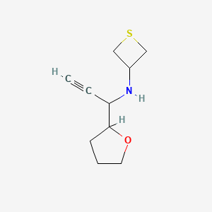 molecular formula C10H15NOS B15278471 N-(1-(Tetrahydrofuran-2-yl)prop-2-yn-1-yl)thietan-3-amine 