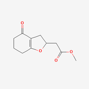 molecular formula C11H14O4 B15278536 Methyl 2-(4-oxo-2,3,4,5,6,7-hexahydro-1-benzofuran-2-yl)acetate 