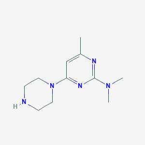 molecular formula C11H19N5 B15278744 N,N,4-trimethyl-6-(piperazin-1-yl)pyrimidin-2-amine 