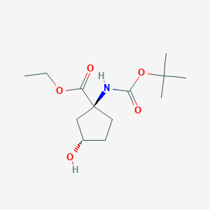molecular formula C13H23NO5 B15278766 Rel-ethyl (1S,3S)-1-((tert-butoxycarbonyl)amino)-3-hydroxycyclopentane-1-carboxylate 