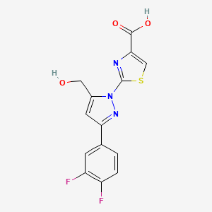 molecular formula C14H9F2N3O3S B15278775 2-(3-(3,4-Difluorophenyl)-5-(hydroxymethyl)-1H-pyrazol-1-yl)thiazole-4-carboxylic acid 