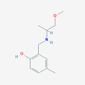 molecular formula C12H19NO2 B15278877 2-{[(1-Methoxypropan-2-yl)amino]methyl}-4-methylphenol 